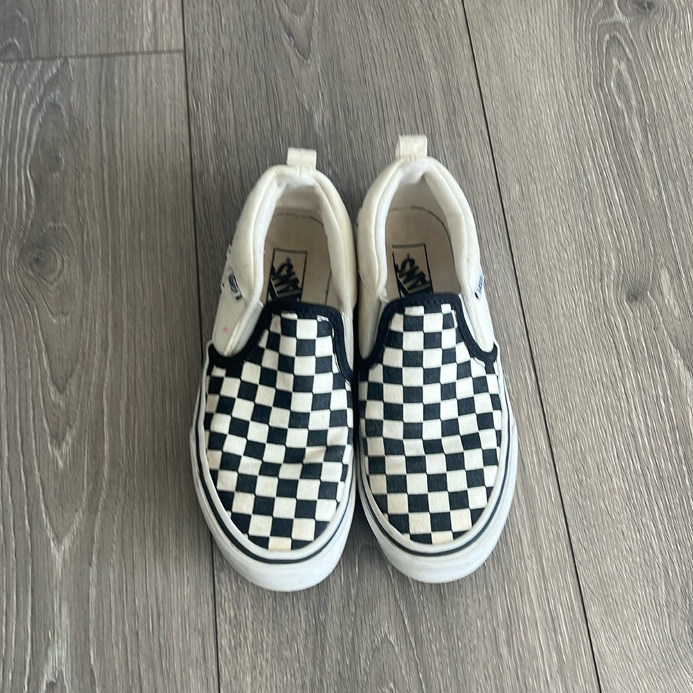 Vans checkered black and white size 2 slip ons